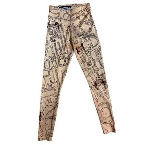 BlackMilk Harry Potter Marauders Map Leggings Tan Small Hogwarts Australia Made